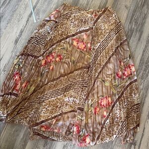 NICOLA Floral A-Line Skirt in Brown and Pink